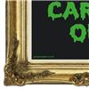 Back view of Keep Calm and Carry On Poster (Gold on Fluorescent Green)