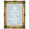 Buy this Poster: Design: Keep Calm and Carry On; Colour: Gold on Pale Blue; See detailed product info and choose sizing options on next screen.