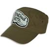 Back view of Thinking Hurts Cap (Black on Olive)