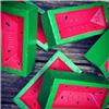 Side view of Watermelon Sculpture (Red on Green)