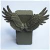 Back view of Winged Brick Sculpture (Olive on Olive)