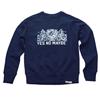 Side view of Crests Men's Crew Sweat (White on Navy)