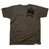 Side view of Crownbones Men's T-Shirt (Black on Charcoal)