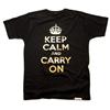 Buy this T-Shirt: Design: Keep Calm and Carry On; Colour: Gold on Black; See detailed product info and choose sizing options on next screen.