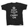 Buy this T-Shirt: Design: Keep Calm and Carry On; Colour: White on Black; See detailed product info and choose sizing options on next screen.