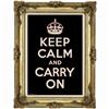 Back view of Keep Calm and Carry On Poster (Gold on Black)
