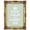 Buy this Poster: Design: Keep Calm and Carry On; Colour: Gold on Pale Green; See detailed product info and choose sizing options on next screen.