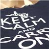 Side view of Keep Calm and Carry On Shopper Bag (White on Blue)