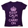 Buy this Fitted T: Design: Keep Calm and Carry On; Colour: Pink on Purple; See detailed product info and choose sizing options on next screen.