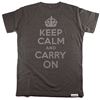 Buy this Fitted T: Design: Keep Calm and Carry On; Colour: Silver on Grey; See detailed product info and choose sizing options on next screen.