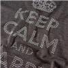 Side view of Keep Calm and Carry On Women's Fitted T (Silver on Grey)