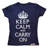 Buy this Fitted T: Design: Keep Calm and Carry On; Colour: White on Navy; See detailed product info and choose sizing options on next screen.