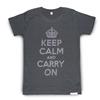 Buy this T-Shirt: Design: Keep Calm and Carry On; Colour: Silver on Grey; See detailed product info and choose sizing options on next screen.