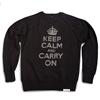 Buy this Crew Sweat: Design: Keep Calm and Carry On; Colour: Silver on Black; See detailed product info and choose sizing options on next screen.