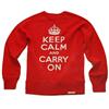 Buy this Crew Sweat: Design: Keep Calm and Carry On; Colour: White on Red; See detailed product info and choose sizing options on next screen.