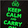 Side view of Keep Calm and Carry On Halloween edition  Men's Crew Sweat (Green on Black)