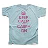 Buy this T-Shirt: Design: Keep Calm and Carry On; Colour: Pink on Baby Blue; See detailed product info and choose sizing options on next screen.