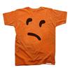 Side view of Maybe Men's T-Shirt (Black on Orange)