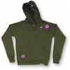 Buy this Zip-Thru Hood: Design: Ravemoticons; Colour: Pink on Olive; See detailed product info and choose sizing options on next screen.