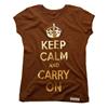 Buy this Raw Cut T: Design: Keep Calm and Carry On; Colour: Gold on Brown; See detailed product info and choose sizing options on next screen.