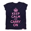 Buy this Raw Cut T: Design: Keep Calm and Carry On; Colour: Pink on Navy; See detailed product info and choose sizing options on next screen.