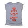 Buy this Raw Cut T: Design: Keep Calm and Carry On; Colour: Red on Powder Blue; See detailed product info and choose sizing options on next screen.