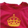 Back view of Keep Calm and Carry On Women's Raw Cut T (Yellow on Pink)