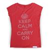 Buy this T-Shirt: Design: Keep Calm and Carry On; Colour: Silver on Red; See detailed product info and choose sizing options on next screen.
