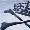 Side view of Crownbones Women's Fitted T (Black on Heather Grey)