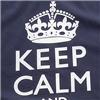 Side view of Keep Calm and Carry On Men's T-Shirt (White on Denim)