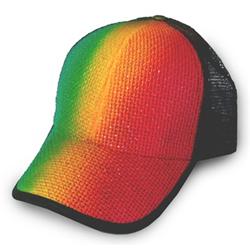 Front pic of 'Woven' Cap, Rasta on Black
