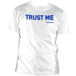 Front pic of 'Trust Me' Men's T-Shirt, Navy on White