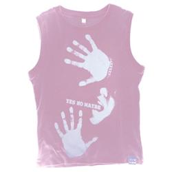Front pic of 'Trapped' Women's Vest, White on Baby Pink