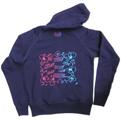 Front pic of 'Kapoow' Men's Zip-Thru Hood, Blue Red Blend on Navy