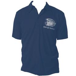 Front pic of 'Spaceman' Men's Polo Shirt, White on Navy