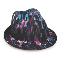 Front pic of 'Splatty' Trilby, Multicolour on Black