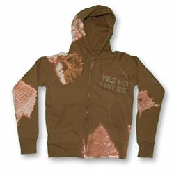 Front pic of 'StreetGlam' Men's Zip-Thru Hood, Tan on Olive