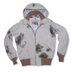 Front pic of 'Snow Camo' Men's Bomber Jacket, Moss on Light Grey