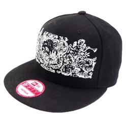 Front pic of 'Crests' Snapback Cap, White on Black