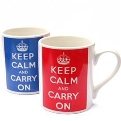 Front view of Keep Calm and Carry On Mug (Assorted on White)