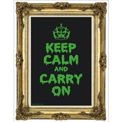 Buy this Poster: Design: Keep Calm and Carry On; Colour: Gold on Fluorescent Green; See detailed product info and choose sizing options on next screen