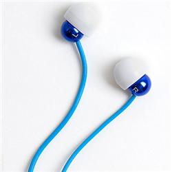 Front pic of 'Radiopaq Dots' Earphones, Blue on Blue