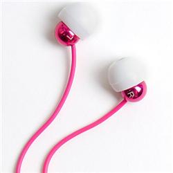 Front pic of 'Radiopaq Dots' Earphones, Pink on Pink