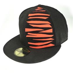 Front pic of 'Tiger' New Era 59FIFTY Baseball Cap, Orange on Black