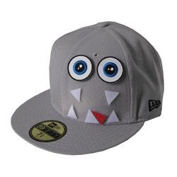 Front pic of 'Velcro Edition - Monster' New Era 59FIFTY Baseball Cap, White on Grey