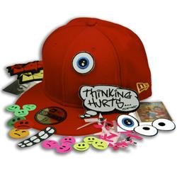 Front pic of 'Velcro Patch' New Era 59FIFTY Baseball Cap, Multicolour on Red