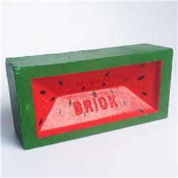 Front pic of 'Watermelon' Sculpture, Red on Green