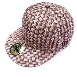 Front pic of 'Wicker Print' New Era 59FIFTY Baseball Cap, Tan on Brown