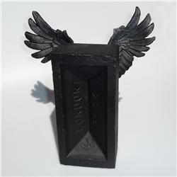 Front pic of 'Winged Brick' Sculpture, Black on Black