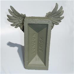 Front pic of 'Winged Brick' Sculpture, Olive on Olive